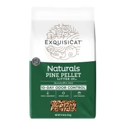 ExquisiCat Naturals Multi-Cat Pine Pellet Cat Litter - Unscented, Low Dust, Low Tracking, Natural