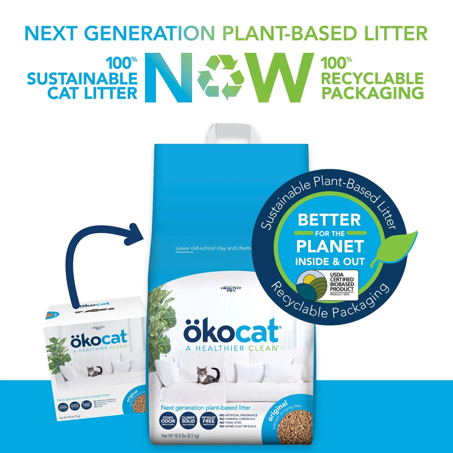 Okocat® Original Clumping Wood Cat Litter - Low Dust, Natural 4 Okocat® Original Clumping Wood Cat Litter - Low Dust, Natural - Image 2