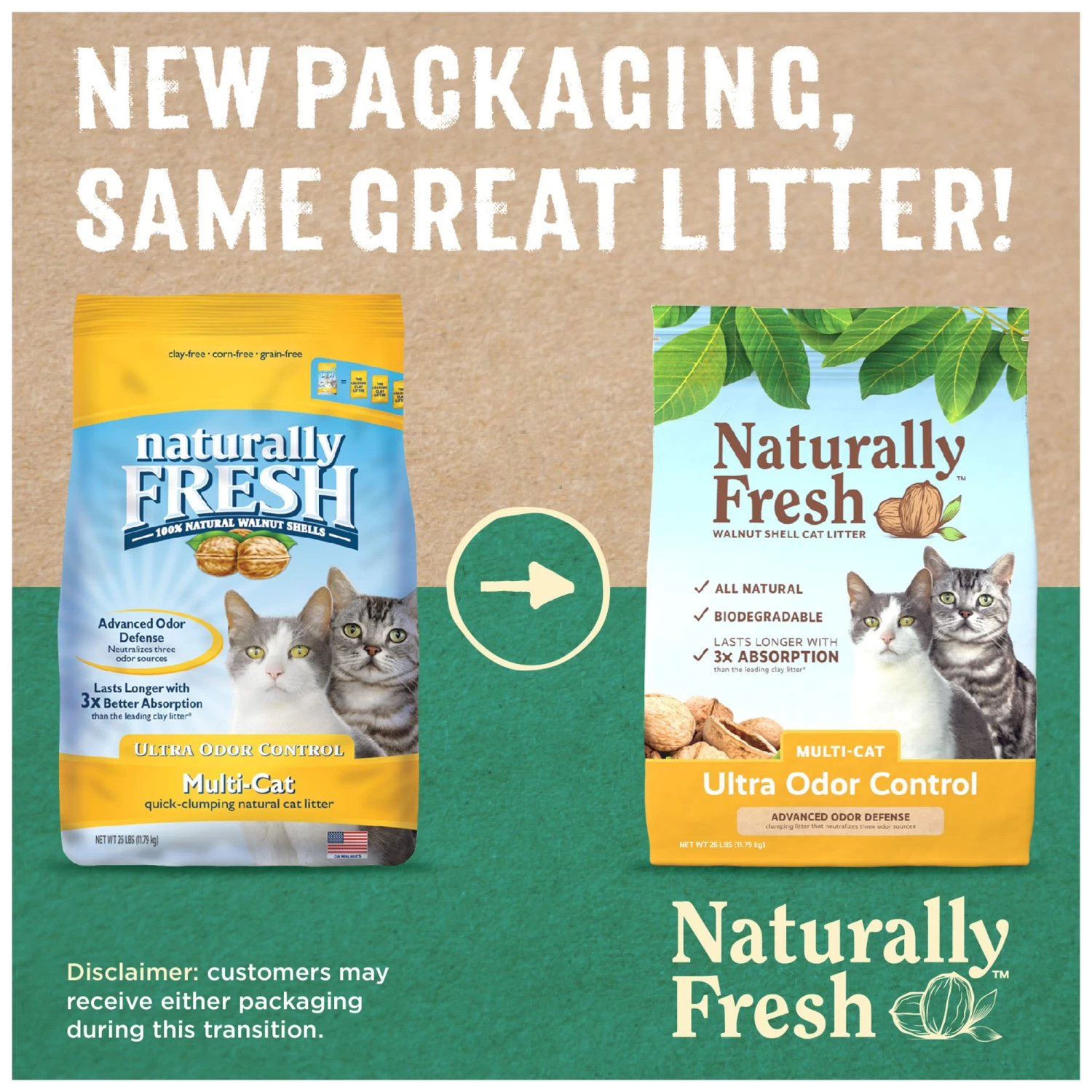 Naturally Fresh Ultra Odor Control Clumping Multi-Cat Walnut Cat Litter - Natural 4 Naturally Fresh Ultra Odor Control Clumping Multi-Cat Walnut Cat Litter - Natural - Image 2