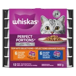 WHISKAS® Perfect Portions Cat Food - 12 Pack, Cuts In Gravy Chicken & Salmon Entrees