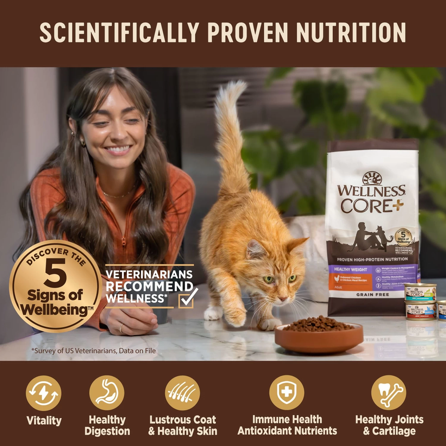 Wellness® CORE® Indoor Adult Cat Food - Natural, Grain Free, Chicken, Turkey & Chicken Meal 7 Wellness® CORE® Indoor Adult Cat Food - Natural, Grain Free, Chicken, Turkey & Chicken Meal - Image 5