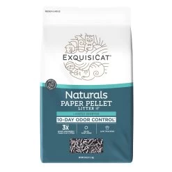 ExquisiCat Naturals Multi-Cat Paper Pellet Cat Litter - Scented, Low Dust, Low Tracking, Natural