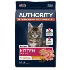 Authority® Everyday Health Indoor Kitten Cat Dry Food - Chicken & Rice, With-Grain