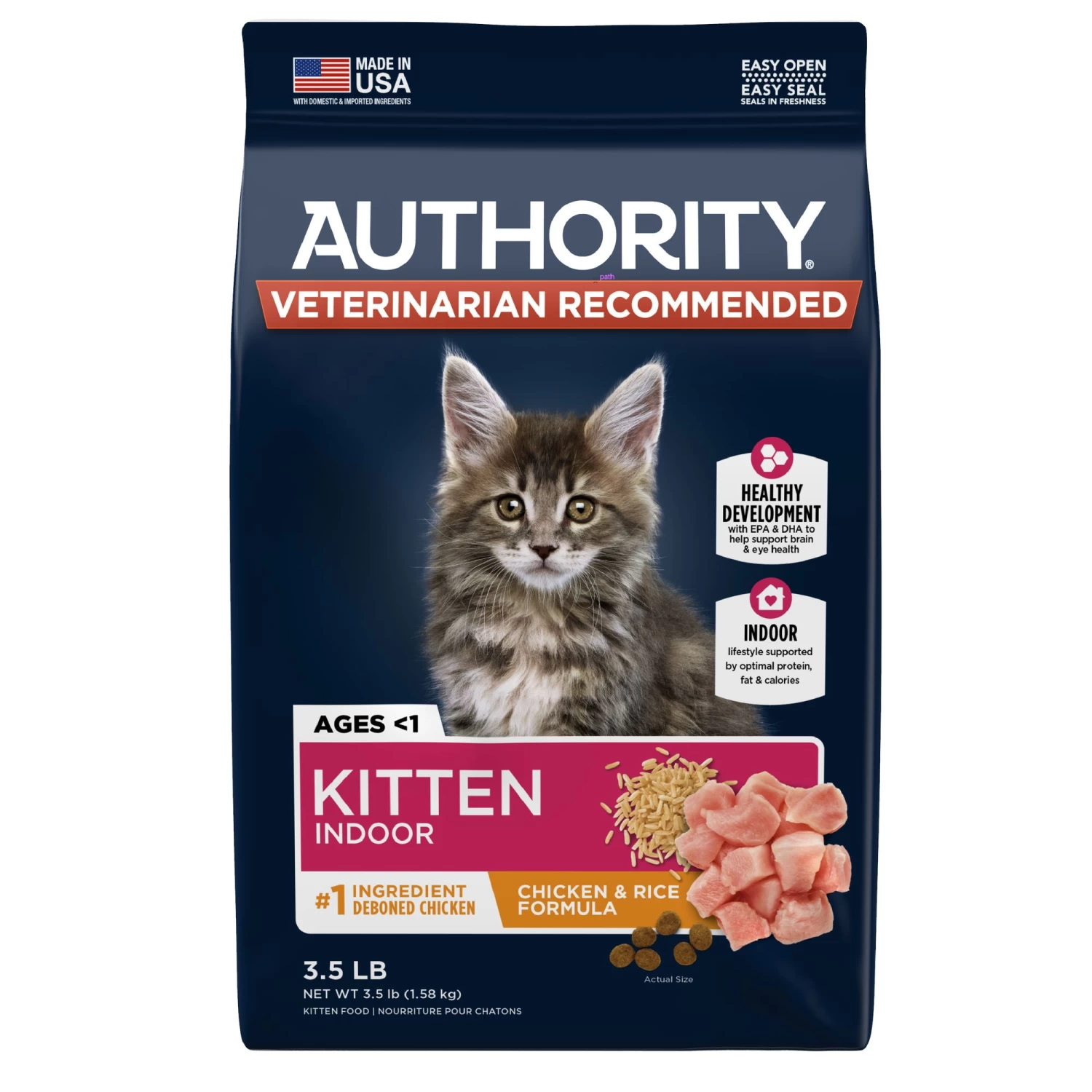 Authority® Everyday Health Indoor Kitten Cat Dry Food - Chicken & Rice, With-Grain 3 Authority® Everyday Health Indoor Kitten Cat Dry Food - Chicken & Rice, With-Grain