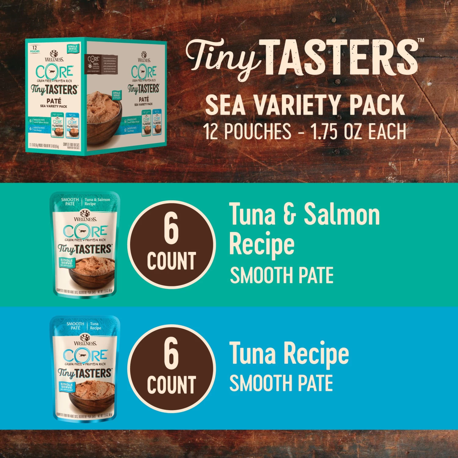 Wellness® CORE® Tiny Tasters Wet Cat Food Variety Pack - Natural, Grain Free, Sea Variety 8 Wellness® CORE® Tiny Tasters Wet Cat Food Variety Pack - Natural, Grain Free, Sea Variety - Image 6