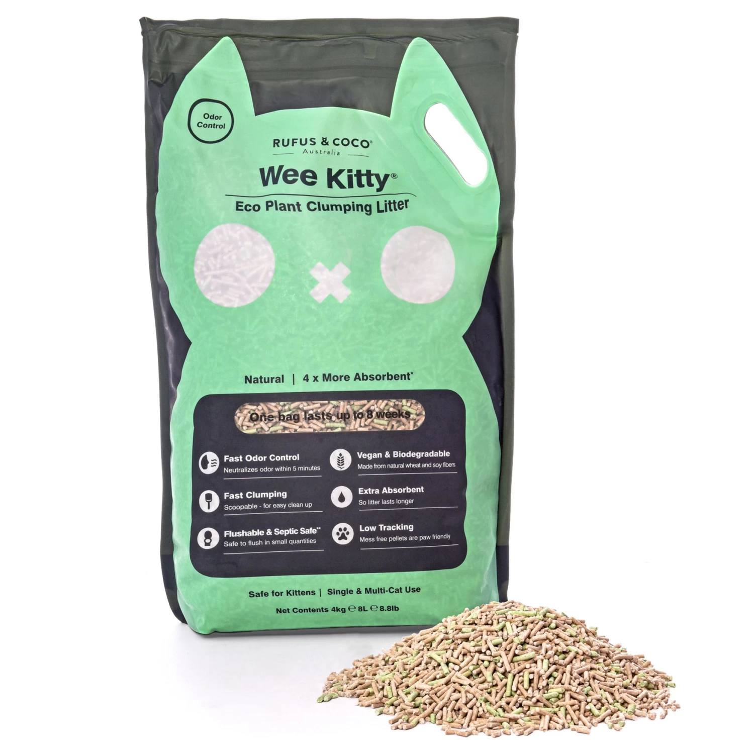 Rufus & Coco® Wee Kitty® Clumping Multi-Cat Eco Plant Cat Litter - Low Tracking, Natural 7 Rufus & Coco® Wee Kitty® Clumping Multi-Cat Eco Plant Cat Litter - Low Tracking, Natural - Image 5