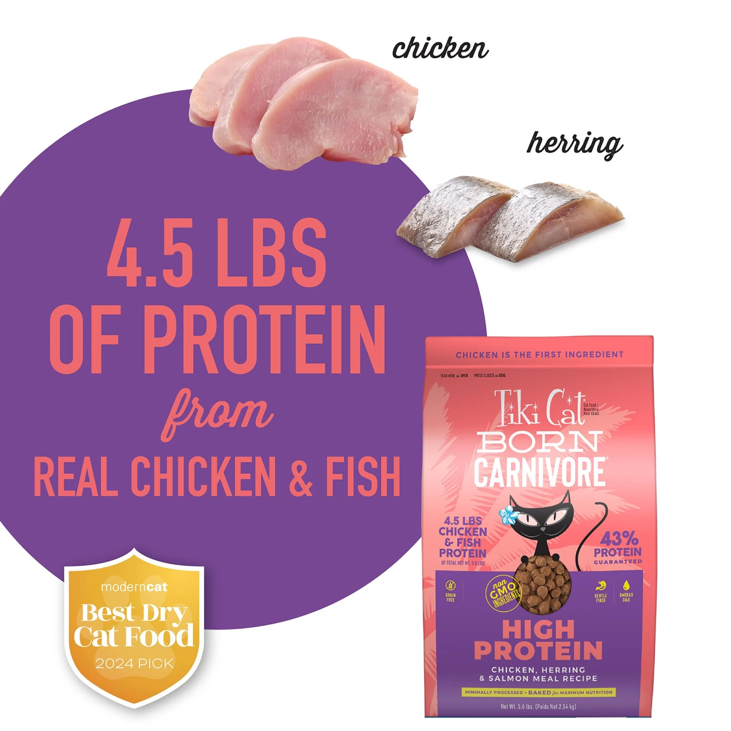 Tiki Cat® Born Carnivore® For Cats & Kittens Food - Chicken & Herring & Salmon, Non-GMO 6 Tiki Cat® Born Carnivore® For Cats & Kittens Food - Chicken & Herring & Salmon, Non-GMO - Image 4