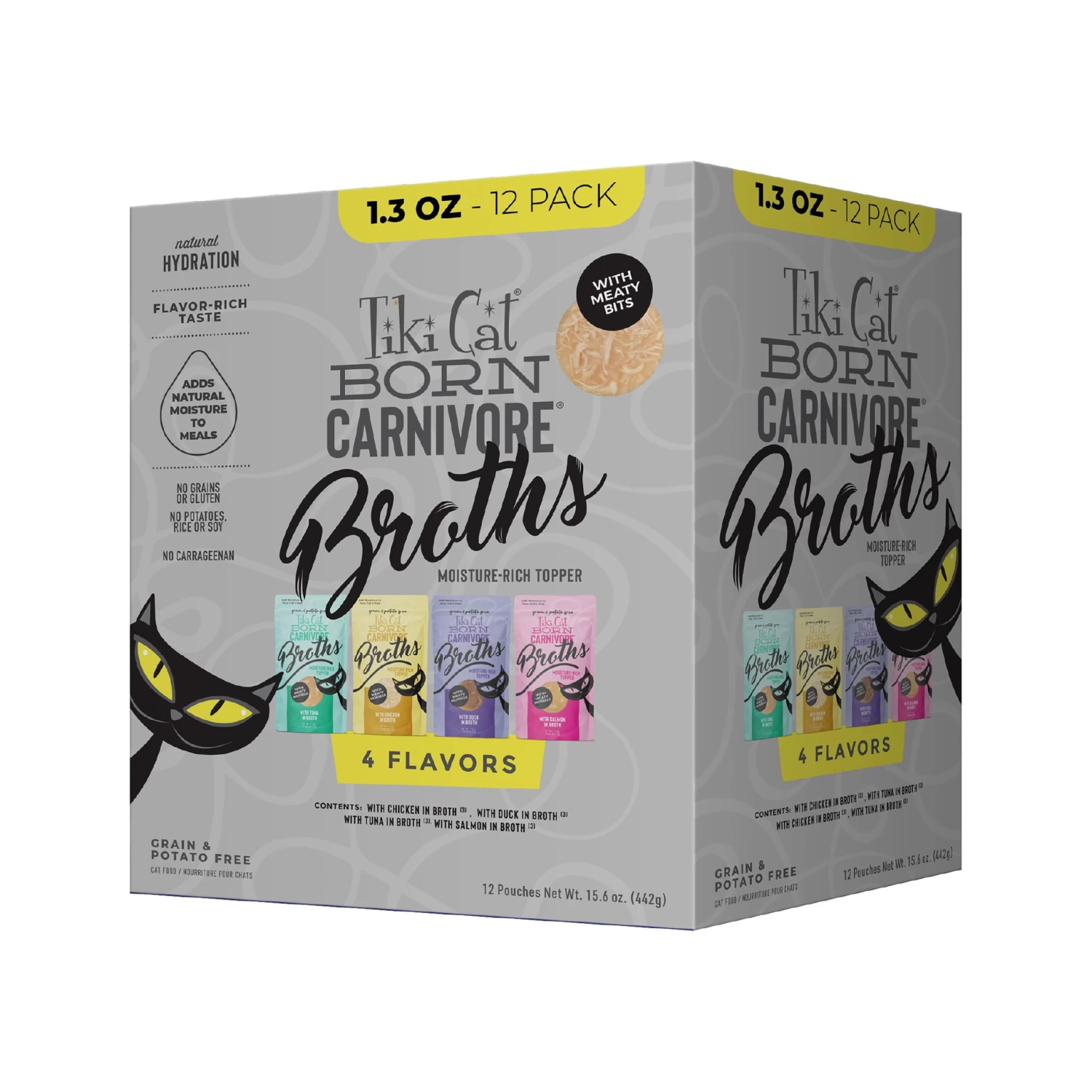 Tiki Cat® Broths Cat Food - Non-GMO, Grain Free - Variety Pack, 12ct 3 Tiki Cat® Broths Cat Food - Non-GMO, Grain Free - Variety Pack, 12ct