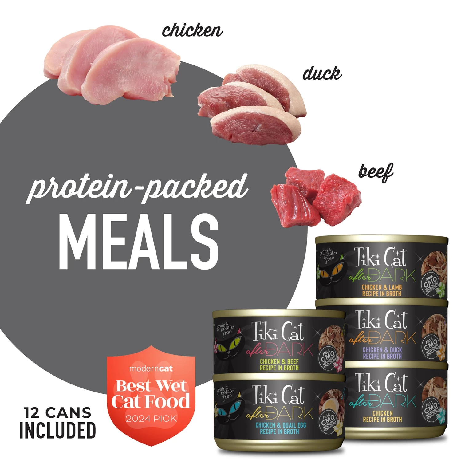 Tiki Cat® After Dark Wet Cat Food - Non-GMO, Grain Free - Variety Pack, 12ct 5 Tiki Cat® After Dark Wet Cat Food - Non-GMO, Grain Free - Variety Pack, 12ct - Image 3