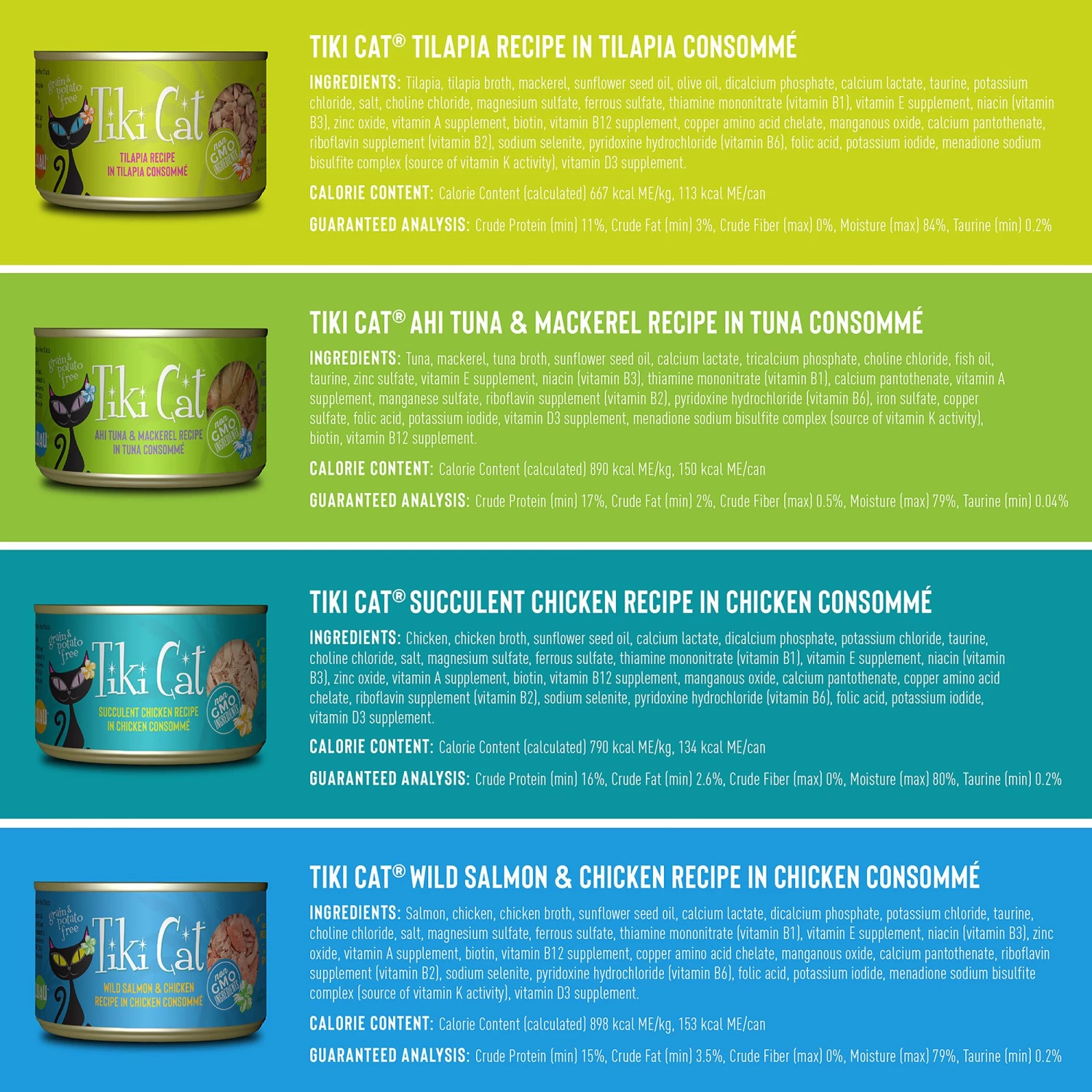 Tiki Cat® Luau Wet Cat Food Non-GMO, Grain Free, Variety Pack 8ct 5 Tiki Cat® Luau Wet Cat Food Non-GMO, Grain Free, Variety Pack 8ct - Image 3