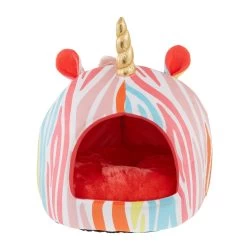 Whisker City® Rainbow Zebra Print Unicorn Cat Sleepy Hut