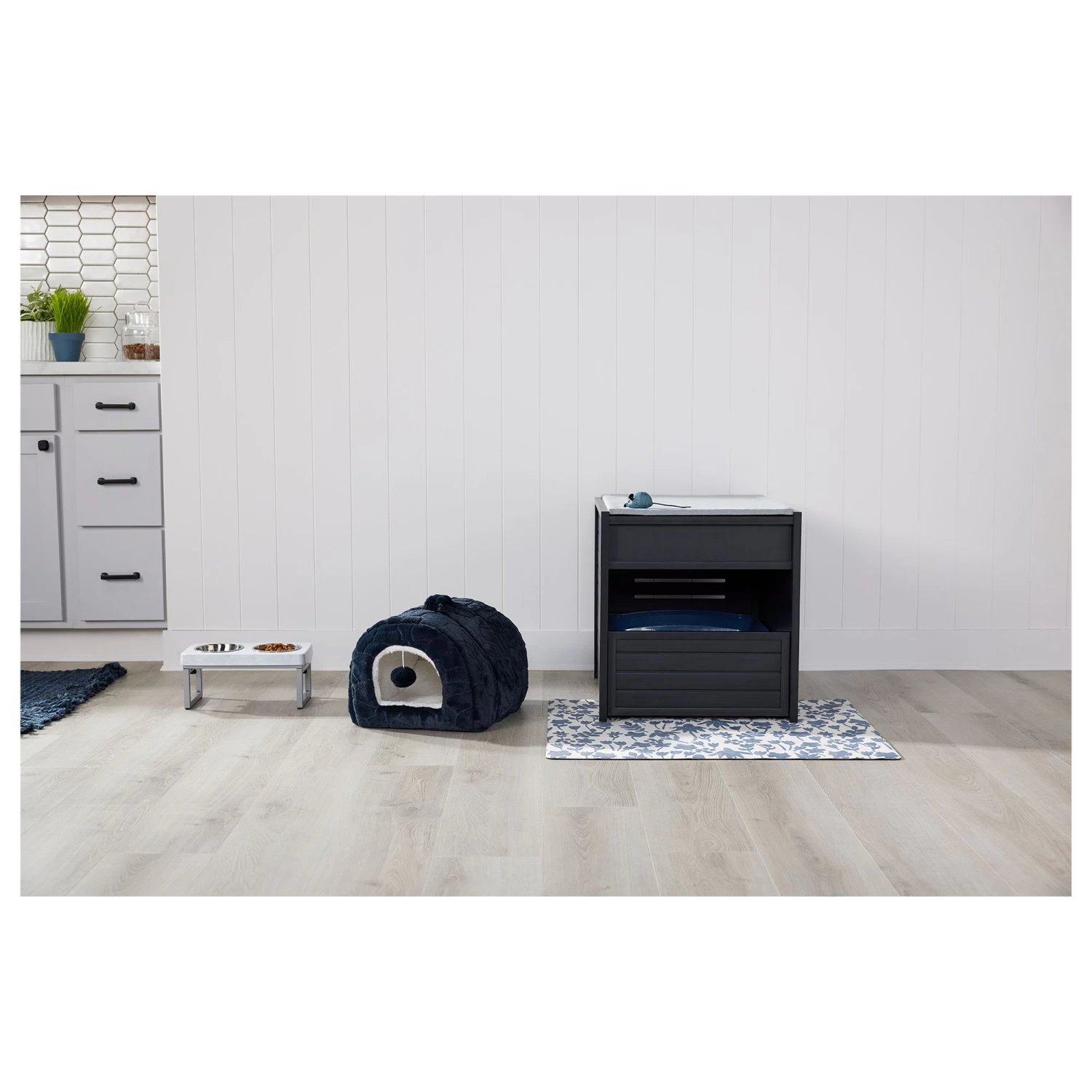 Whisker City® Foldable White Marble Double Diner Elevated Cat Bowls, 1.25-cup 7 Whisker City® Foldable White Marble Double Diner Elevated Cat Bowls, 1.25-cup - Image 5