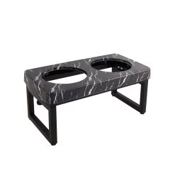 Whisker City® Foldable Black Marble Double Diner Elevated Cat Bowls, 1.25-cup -Catit Store 5304814 alt2