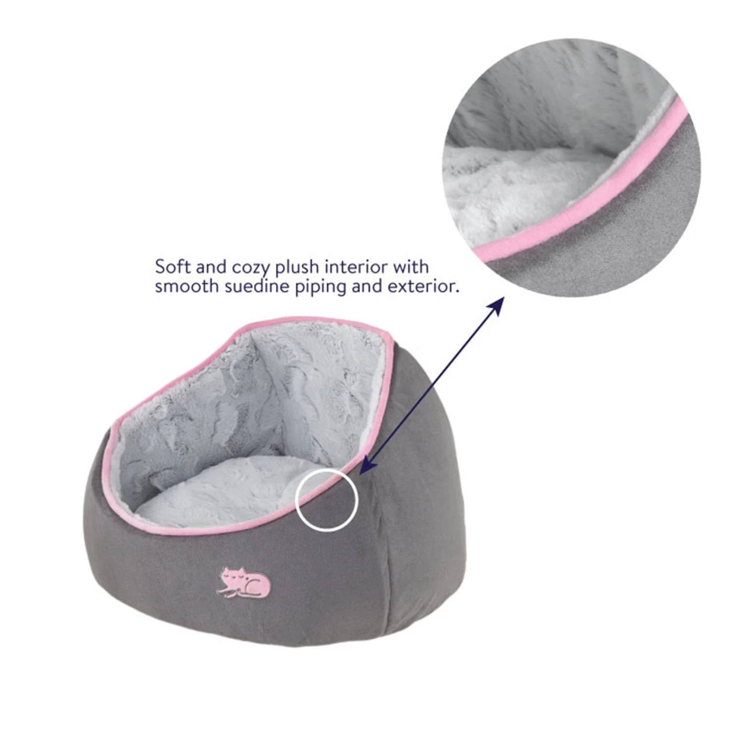 Whisker City® Grey Marble Snuggle Cave Cuddler Cat Bed 5 Whisker City® Grey Marble Snuggle Cave Cuddler Cat Bed - Image 3