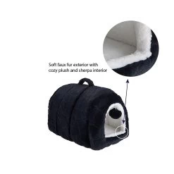 Whisker City® Navy Fur Cat Hide Hut Bed -Catit Store 5305057 alt2
