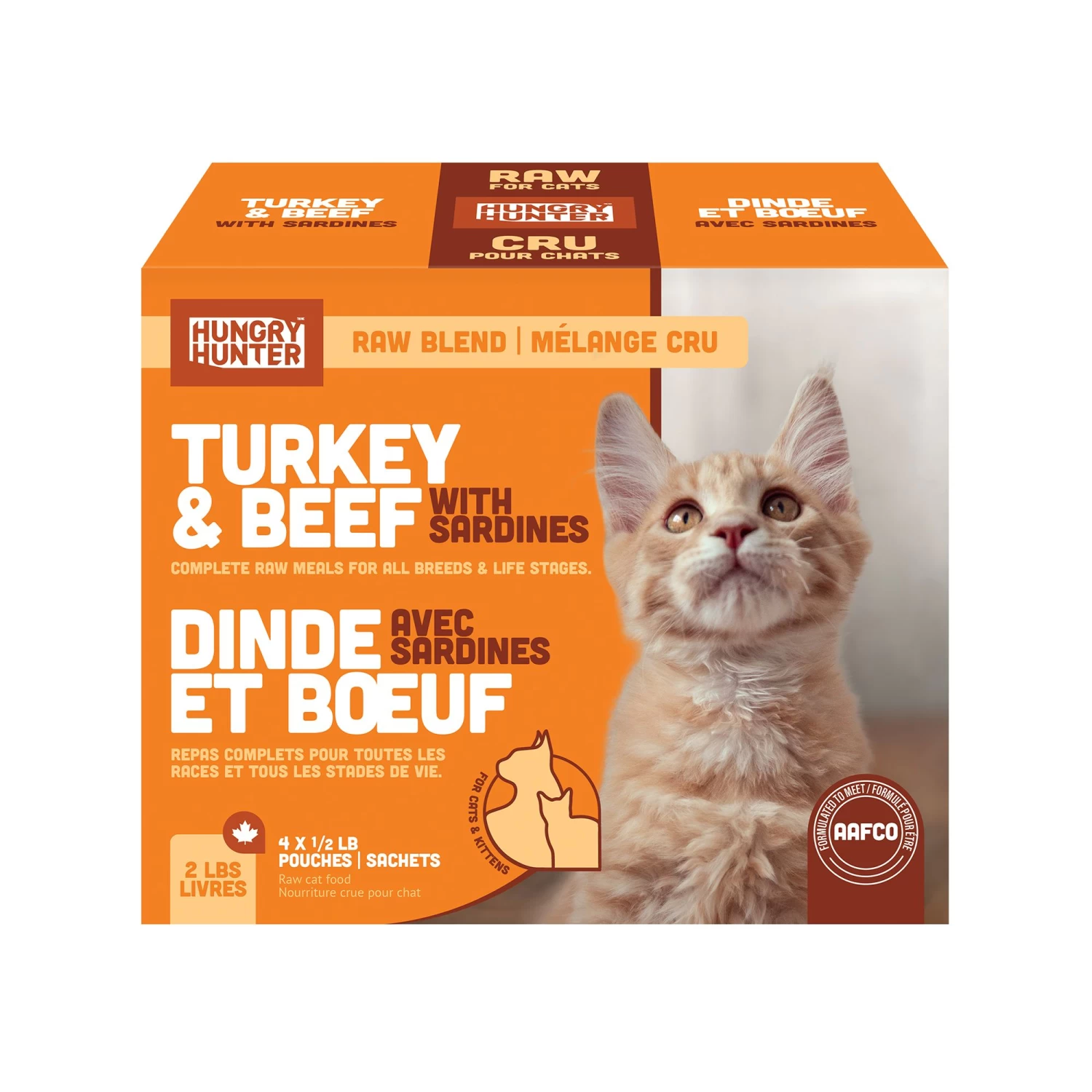 Hungry Hunter Turkey & Sardine With Beef Frozen Raw Cat Food 2 Hungry Hunter Turkey & Sardine With Beef Frozen Raw Cat Food
