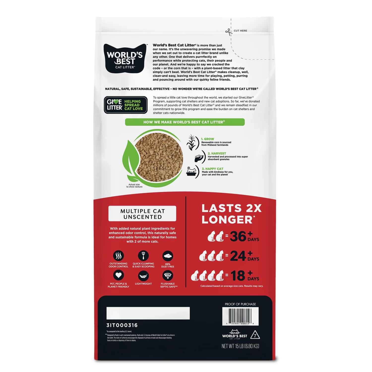 World's Best ™ Clumping Multi-Cat Corn Cat Litter - Unscented, Lightweight, Low Dust, Natural 4 World's Best ™ Clumping Multi-Cat Corn Cat Litter - Unscented, Lightweight, Low Dust, Natural - Image 2