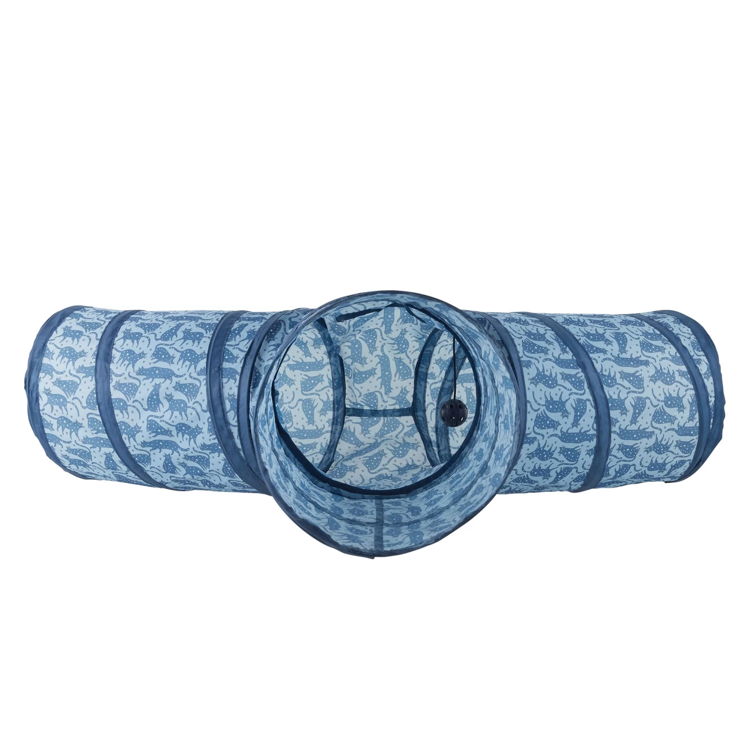 Whisker City® Blue Cat Print Pop-Up Tri Tunnel Cat Toy 3 Whisker City® Blue Cat Print Pop-Up Tri Tunnel Cat Toy