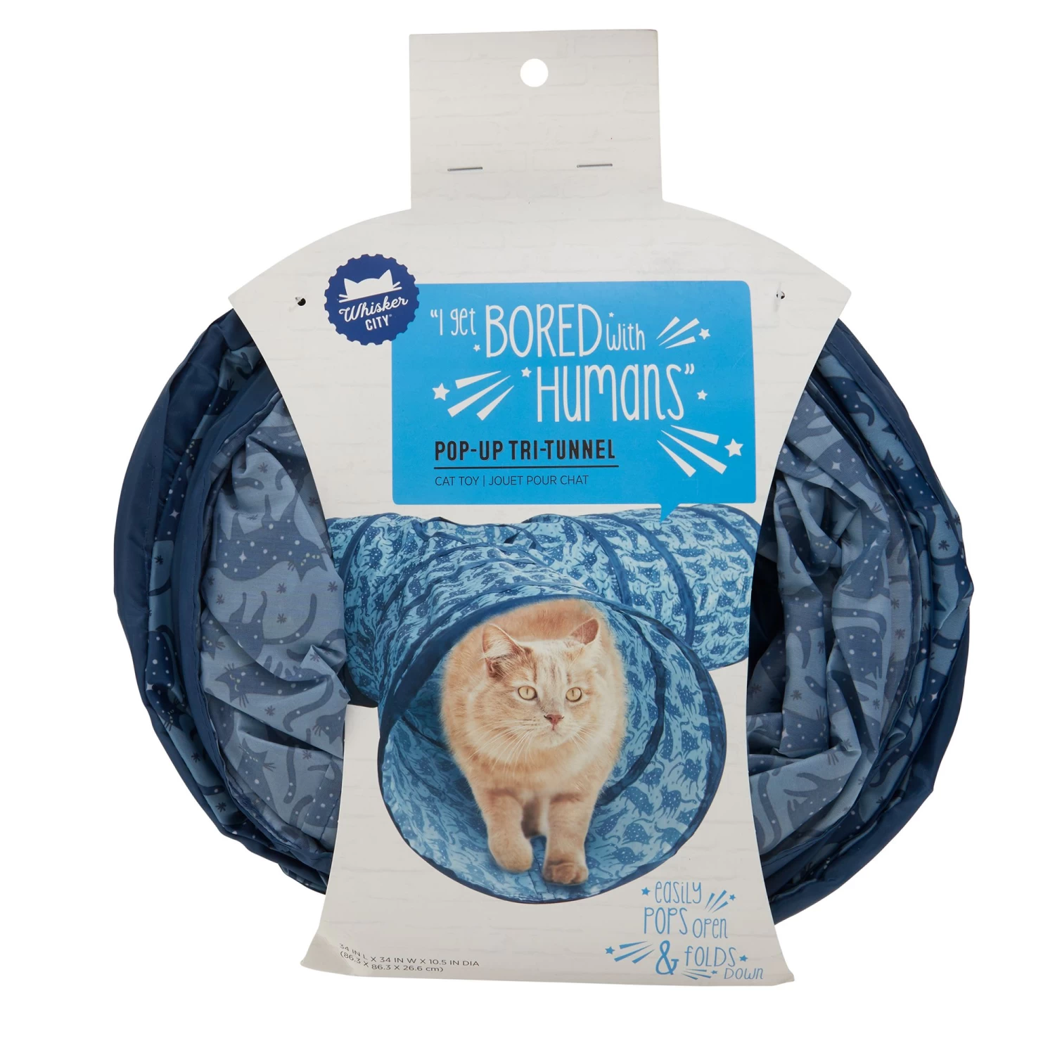 Whisker City® Blue Cat Print Pop-Up Tri Tunnel Cat Toy 4 Whisker City® Blue Cat Print Pop-Up Tri Tunnel Cat Toy - Image 2