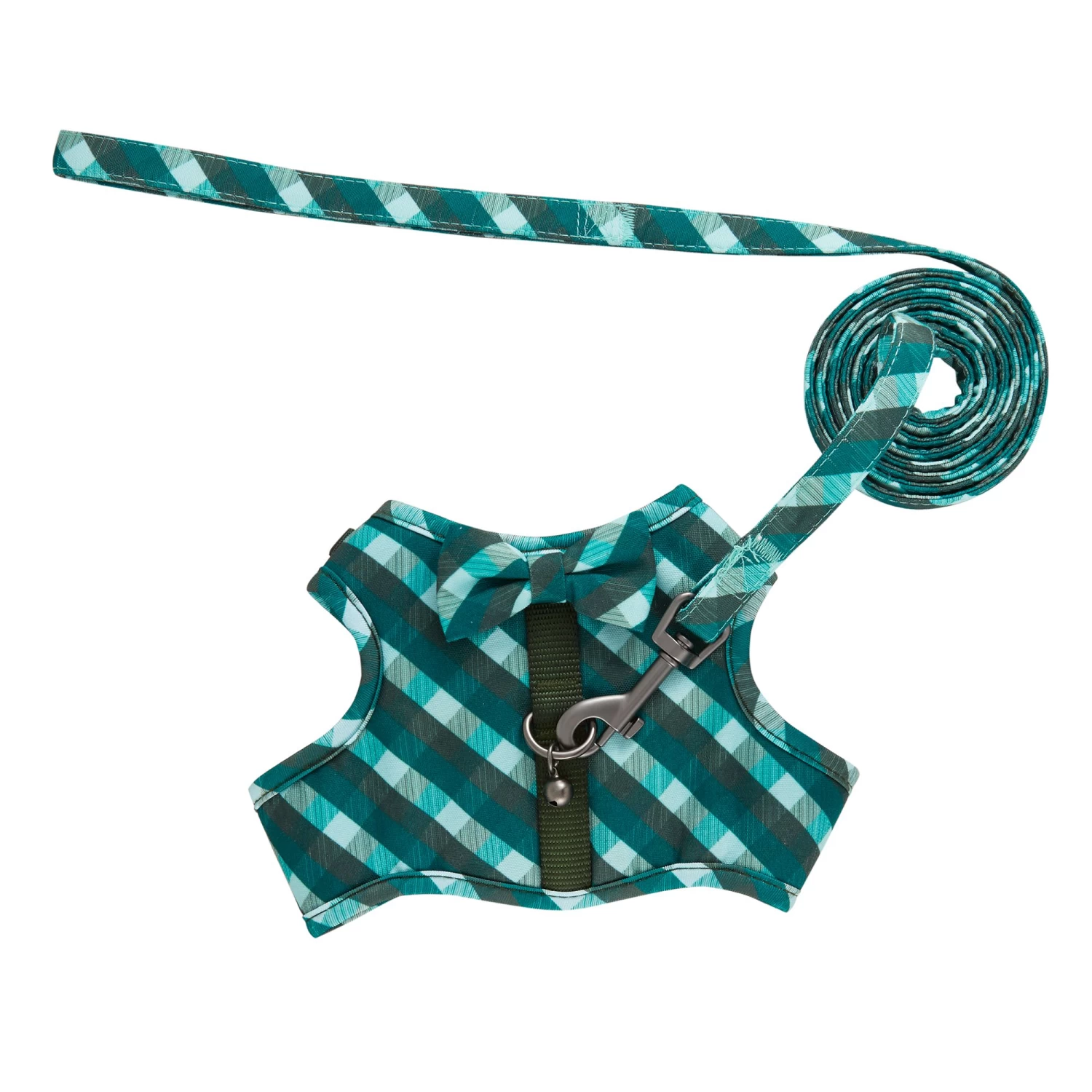 Whisker City® Green Plaid Cat Leash & Harness Combo 3 Whisker City® Green Plaid Cat Leash & Harness Combo