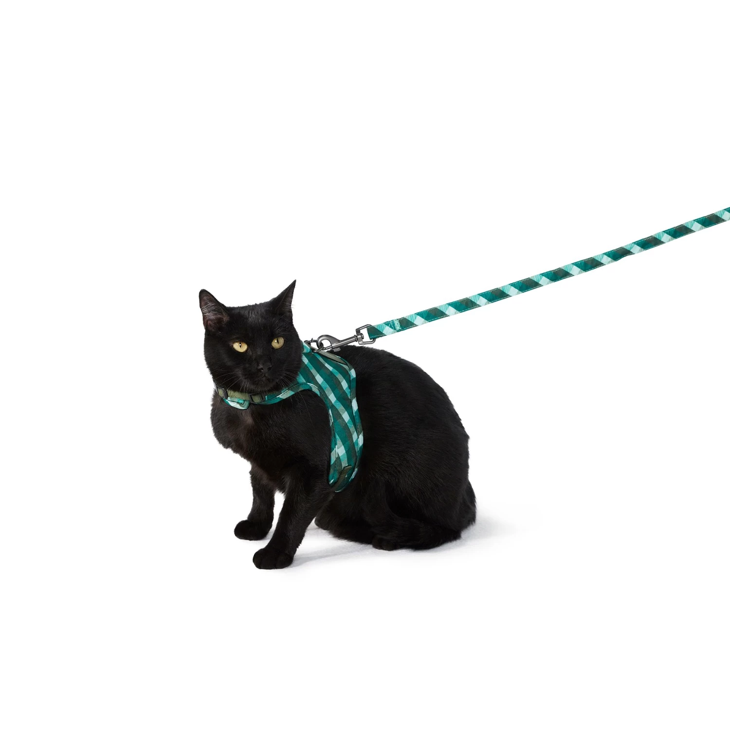 Whisker City® Green Plaid Cat Leash & Harness Combo 4 Whisker City® Green Plaid Cat Leash & Harness Combo - Image 2