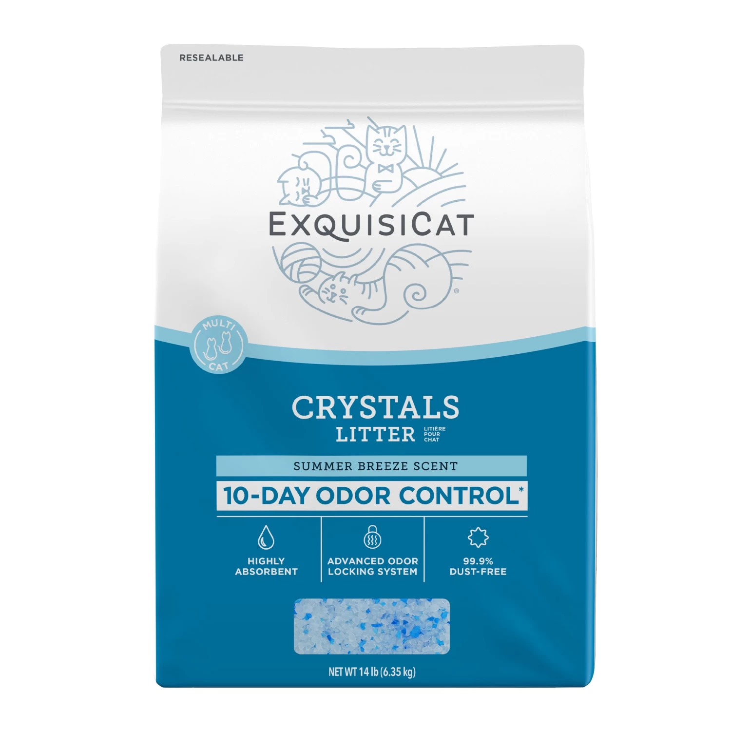 ExquisiCat Crystals Multi-Cat Silica Cat Litter - Summer Breeze Scented, Low Dust 3 ExquisiCat Crystals Multi-Cat Silica Cat Litter - Summer Breeze Scented, Low Dust