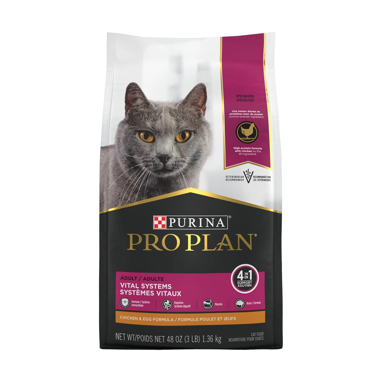 Purina Pro Plan Vital Systems Chicken Adult Cat 3LB 3 Purina Pro Plan Vital Systems Chicken Adult Cat 3LB