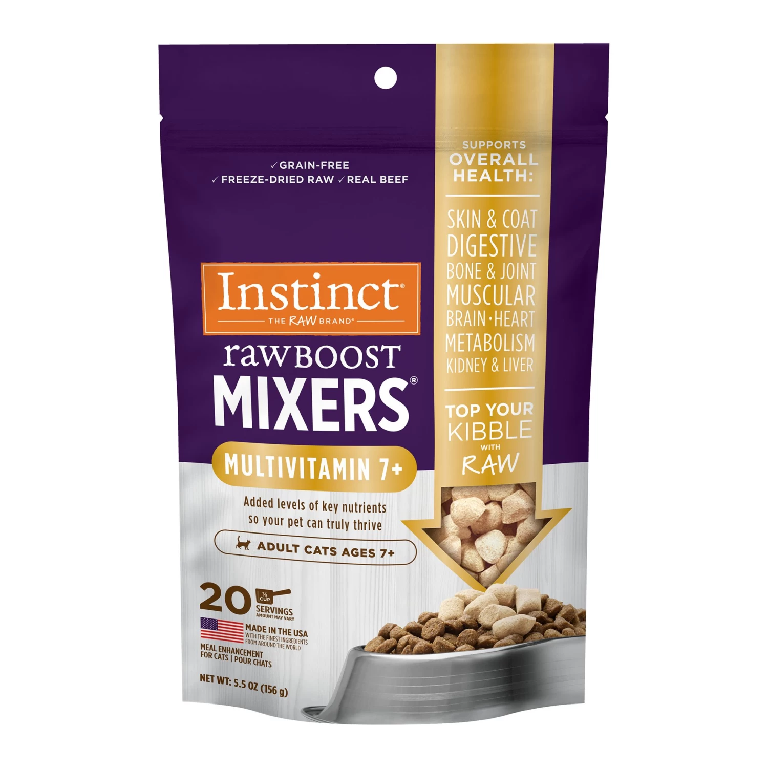 Nature's Variety Instinct Senior Cat Freeze Dried Multivitamin - Grain Free, Beef 3 Nature's Variety Instinct Senior Cat Freeze Dried Multivitamin - Grain Free, Beef
