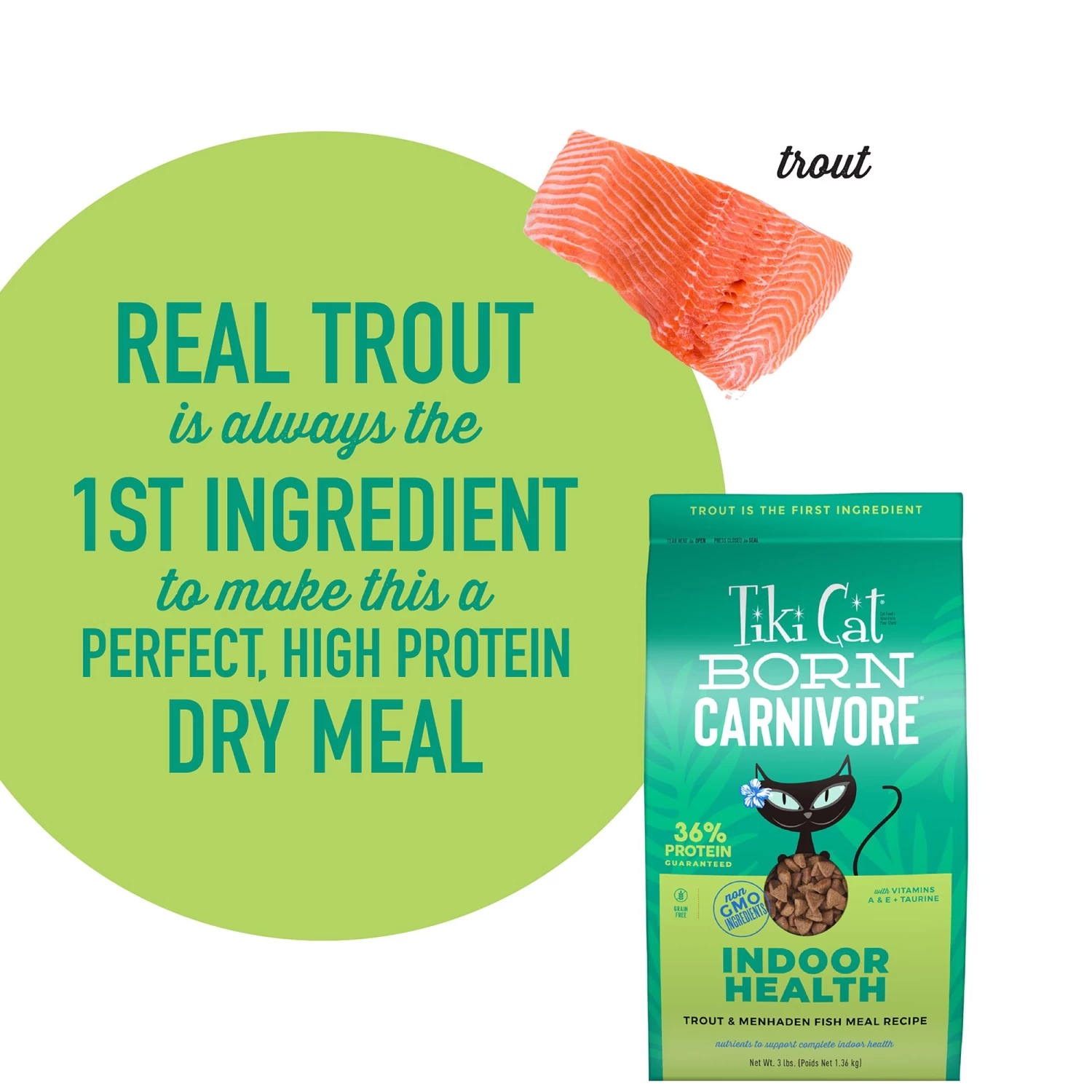 Tiki Cat® Born Carnivore® For Indoor Cat Food # Trout & Menhaden Fish, Non-GMO 5 Tiki Cat® Born Carnivore® For Indoor Cat Food # Trout & Menhaden Fish, Non-GMO - Image 3