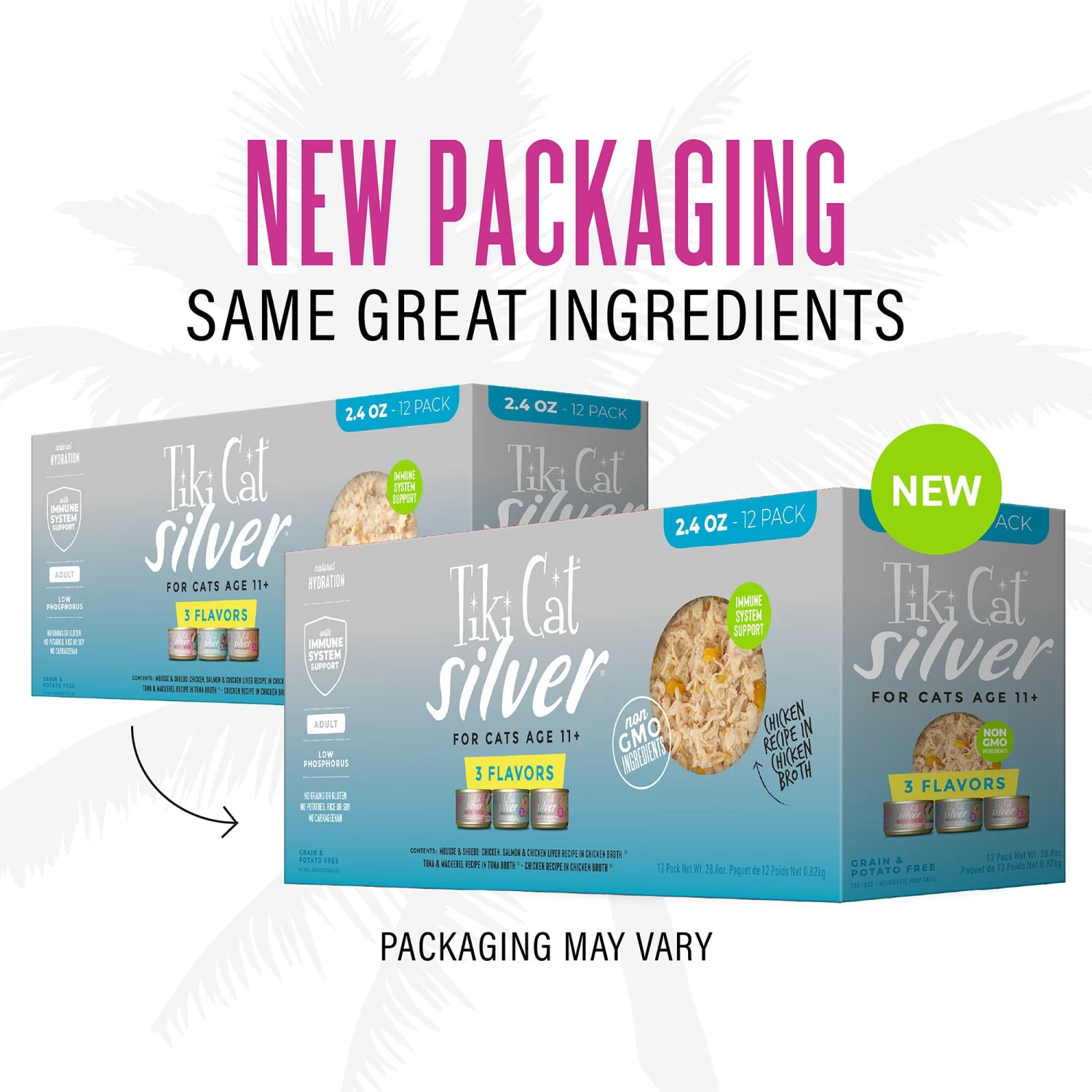 Tiki Cat Silver Senior Cat Wet Food Variety Pack - 12ct, Natural, Grain Free 4 Tiki Cat Silver Senior Cat Wet Food Variety Pack - 12ct, Natural, Grain Free - Image 2