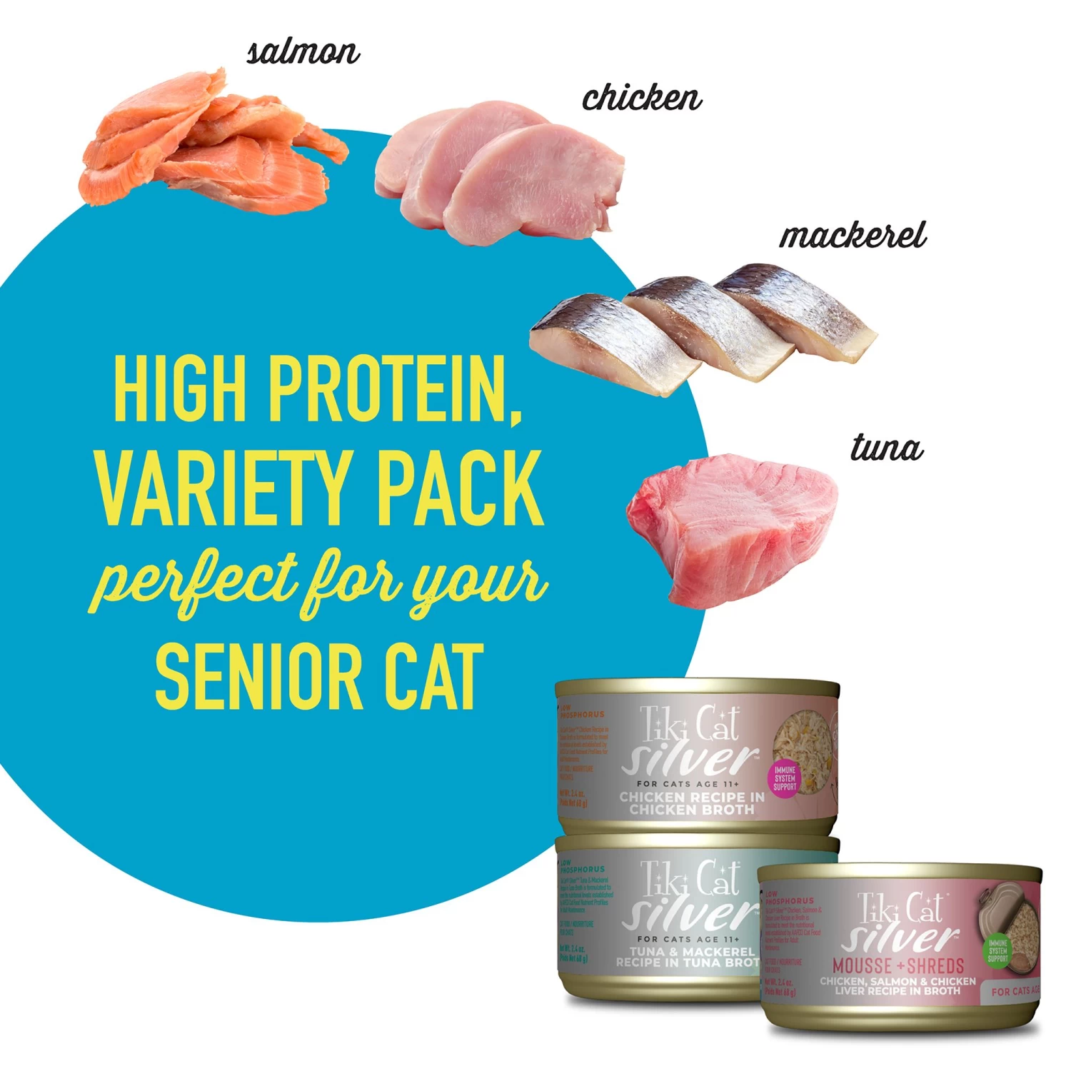 Tiki Cat Silver Senior Cat Wet Food Variety Pack - 12ct, Natural, Grain Free 6 Tiki Cat Silver Senior Cat Wet Food Variety Pack - 12ct, Natural, Grain Free - Image 4