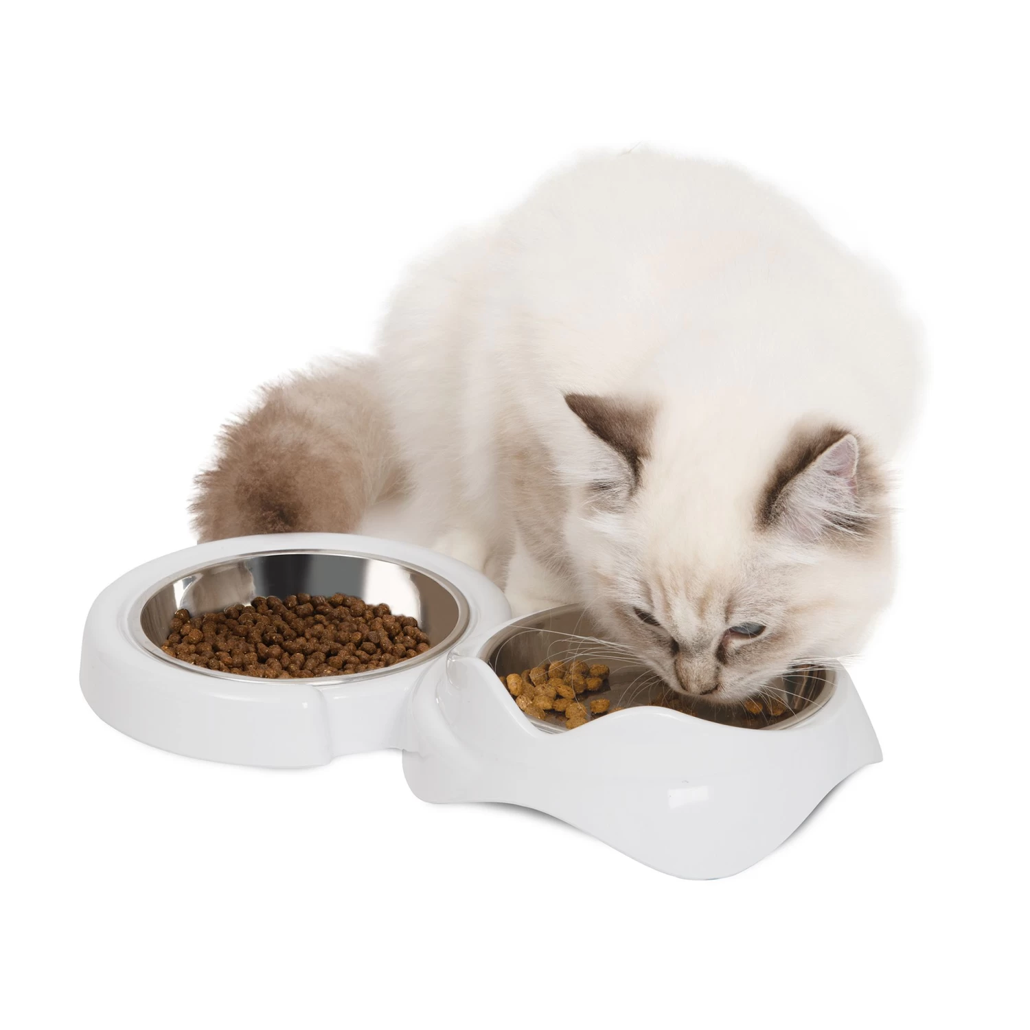 Catit PIXI Cat Food Double Dish - White 4 Catit PIXI Cat Food Double Dish - White - Image 2