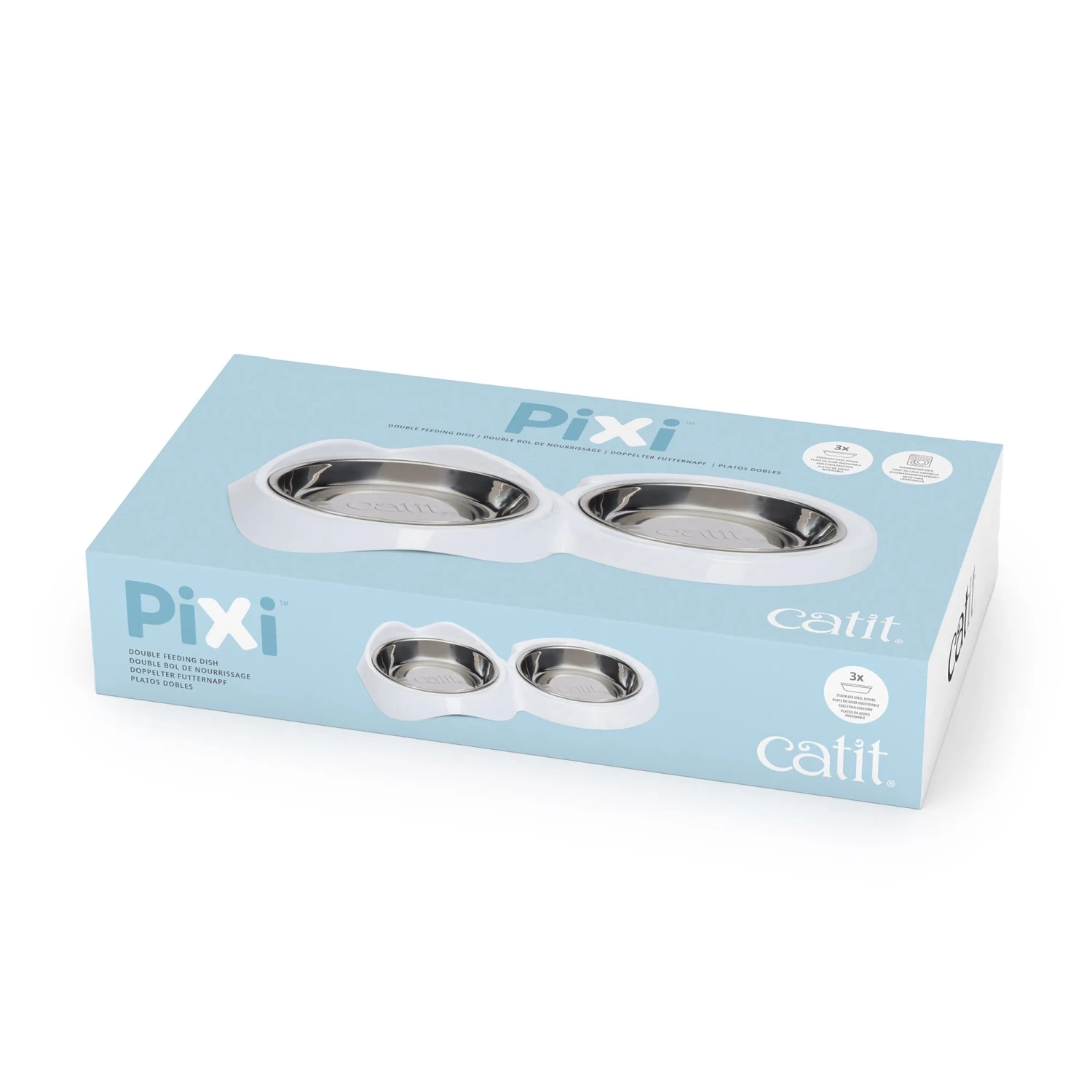 Catit PIXI Cat Food Double Dish - White 5 Catit PIXI Cat Food Double Dish - White - Image 3