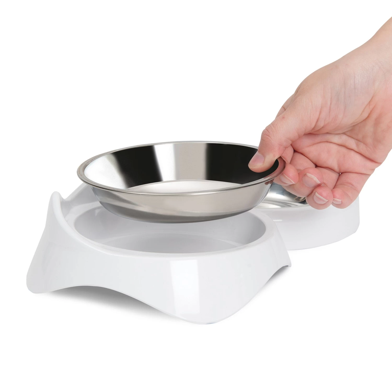 Catit PIXI Cat Food Double Dish - White 7 Catit PIXI Cat Food Double Dish - White - Image 5