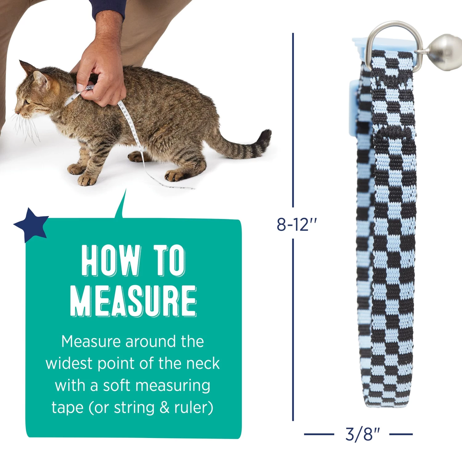 Whisker City® Blue Checkered Easy Release Kitten & Cat Collar 7 Whisker City® Blue Checkered Easy Release Kitten & Cat Collar - Image 5