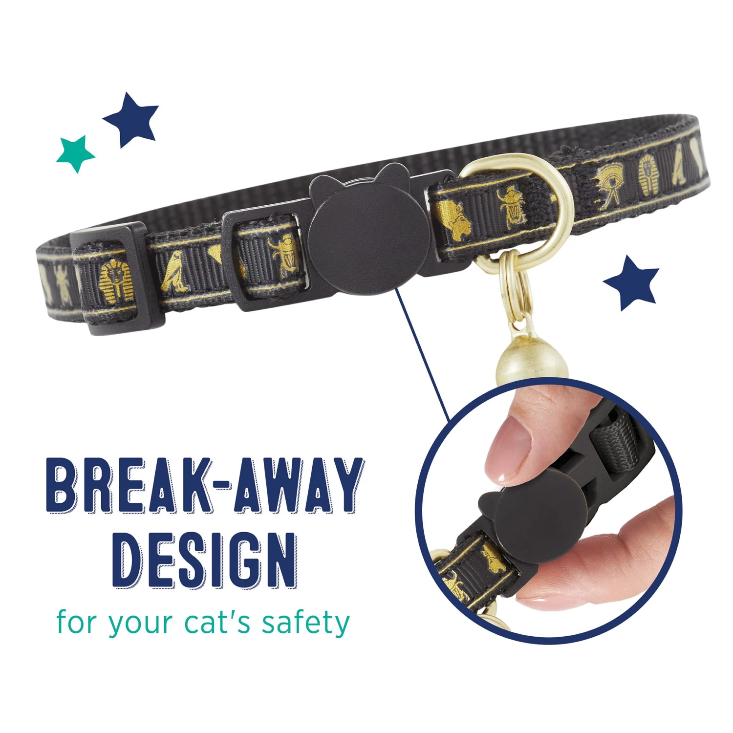 Whisker City® Gold Egyptian Easy Release Kitten & Cat Collar 5 Whisker City® Gold Egyptian Easy Release Kitten & Cat Collar - Image 3