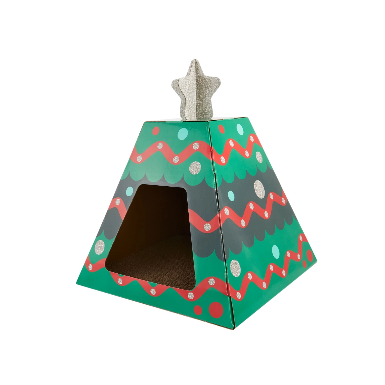 Merry & Bright™ Holiday Tree Corrugate Hut Cat Scratcher 3 Merry & Bright™ Holiday Tree Corrugate Hut Cat Scratcher