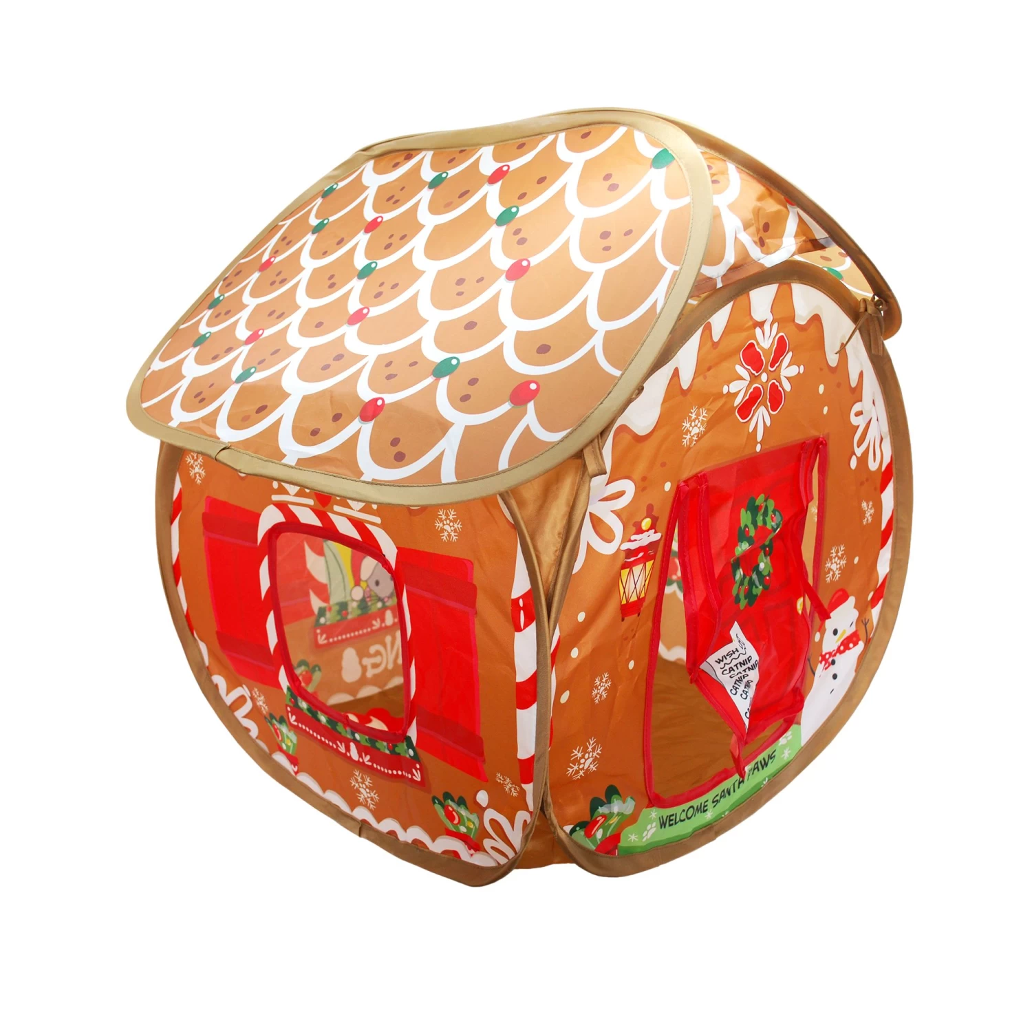 KONG® Holiday Play Spaces Bungalow Gingerbread Cat Toy 3 KONG® Holiday Play Spaces Bungalow Gingerbread Cat Toy