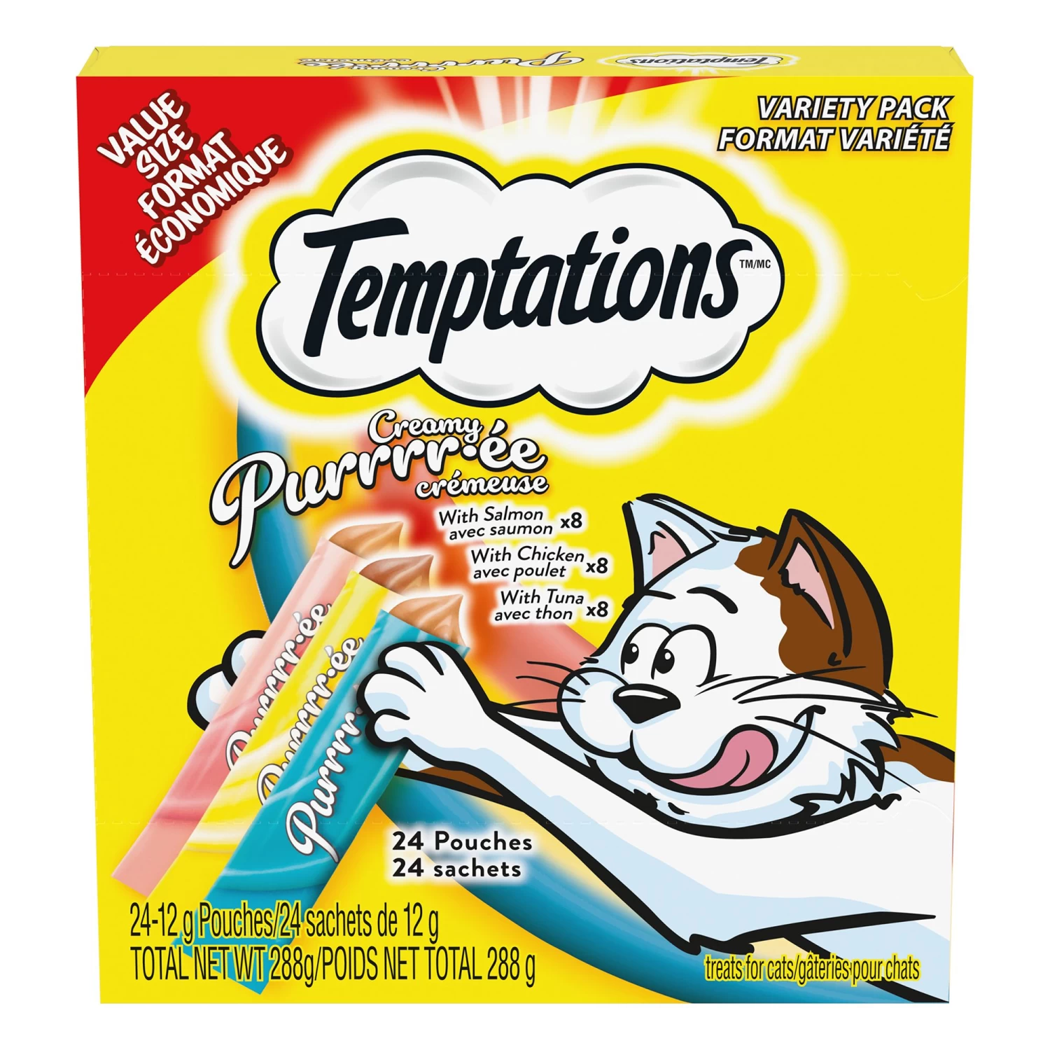Temptations Creamy Puree Adult Cat Treats - Chicken, Salmon, And Tuna Flavour 2 Temptations Creamy Puree Adult Cat Treats - Chicken, Salmon, And Tuna Flavour
